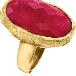 Ross-Simons 25.00 Carat Pink Quartz Ring in 18kt Gold Over Sterling - Image 3