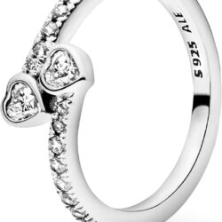 Pandora Two Sparkling Hearts Ring - The Ultimate Symbol of Love - Sterling Silver Ring for Women - Sterling Silver with Clear Cubic Zirconia - With Gift Box - Image 2
