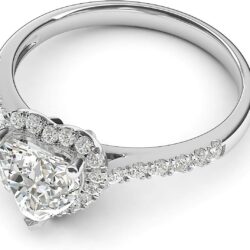 THELANDA Sterling Silver Simulated Heart-shaped Diamond Or Moissanite Halo Engagement Ring with Side Stones Promise Bridal Ring - Image 3