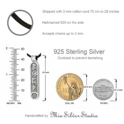 Viking Rune Formula Pendant Necklace for Men Women - 925 Sterling Silver - Norse Nordic Celtic Jewelry - Mens Womens Runic Protection Amulet - Matching Necklaces for Couples - Handmade (Female) - Image 8