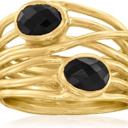 Ross-Simons Black Onyx Highway Ring in 18kt Gold Over Sterling