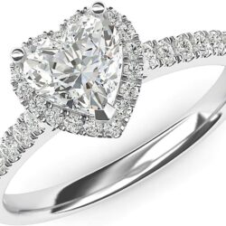 THELANDA Sterling Silver Simulated Heart-shaped Diamond Or Moissanite Halo Engagement Ring with Side Stones Promise Bridal Ring - Image 2