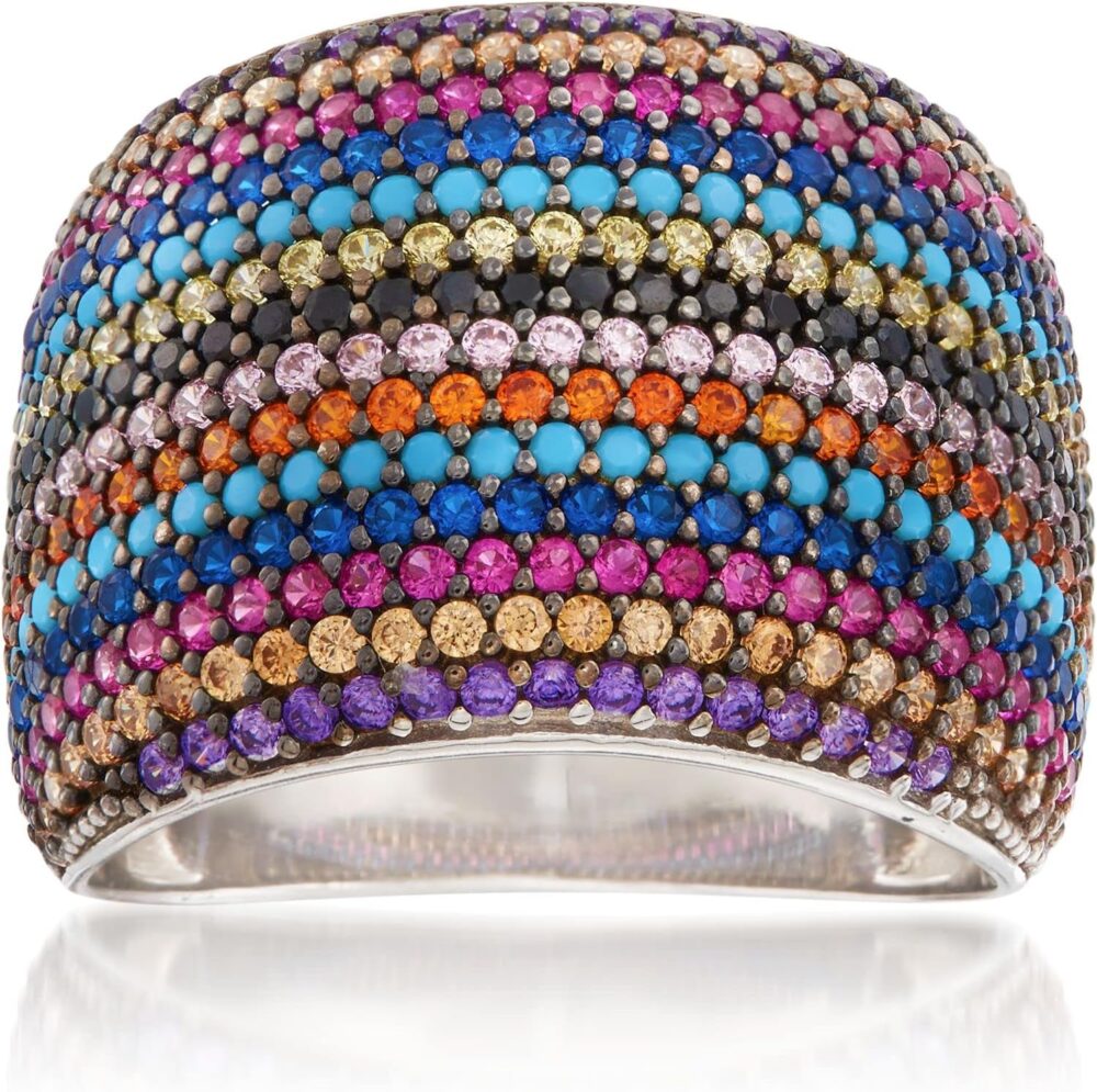 Ross-Simons Multicolored CZ Ring in Sterling Silver