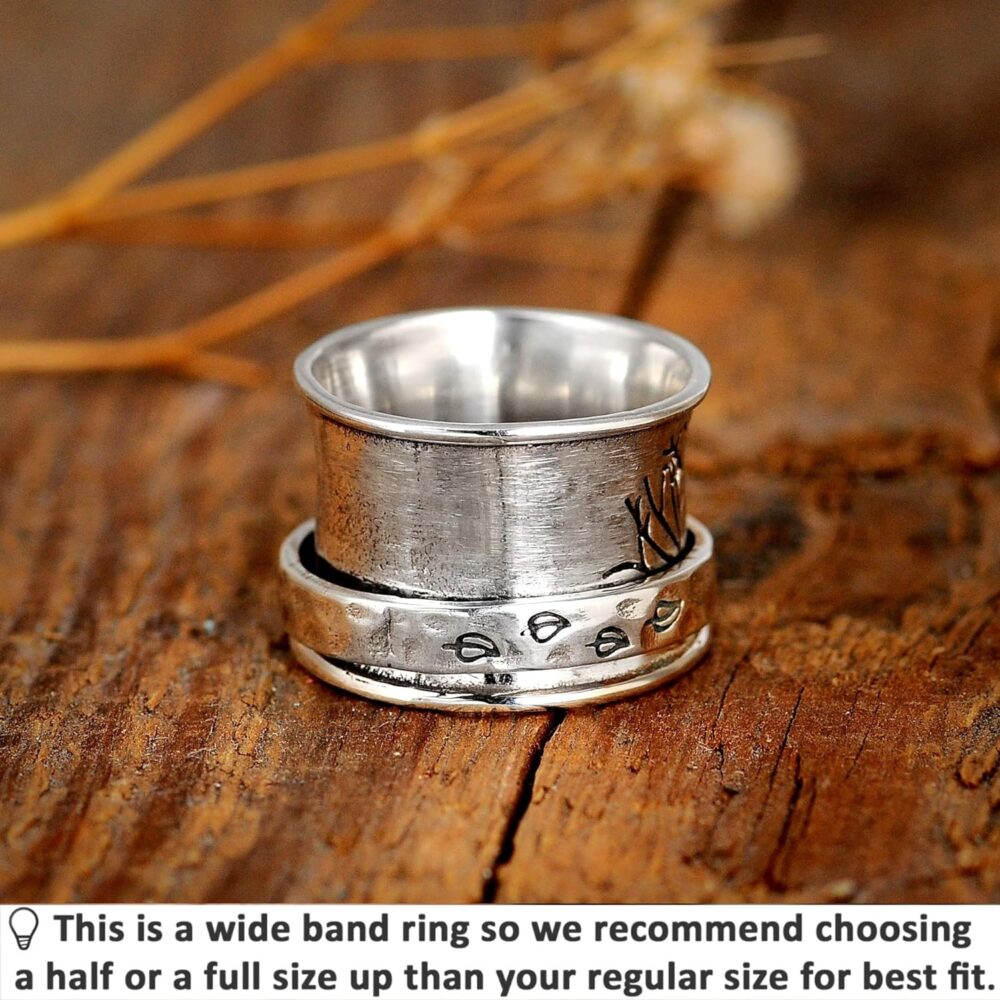 Boho-Magic 925 Sterling Silver Spinner Ring for Women Fidget Anxiety Relief Ring Band Tree of Life - Image 5