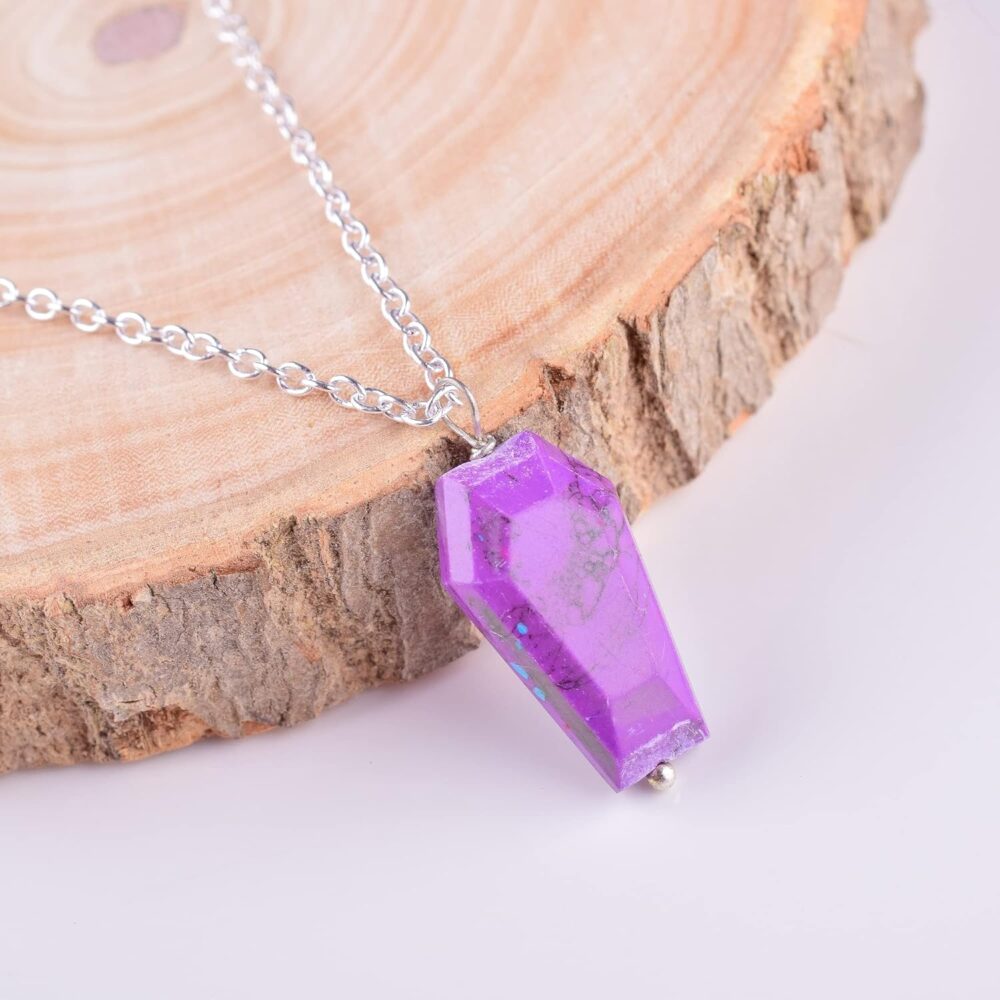 Designer Purple Turquoise Coffin Earring, Artisan Pendant Necklace, Handmade Jewelry, Dainty Jewelry, Wire Wrap, Handmade, Gift Her - Image 2