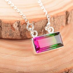 Designer Watermelon Tourmaline Quartz Pendant In Artisan Pendants, Jewelry, Designer Necklace, Handmade Pendant, Gift for Her - Image 2