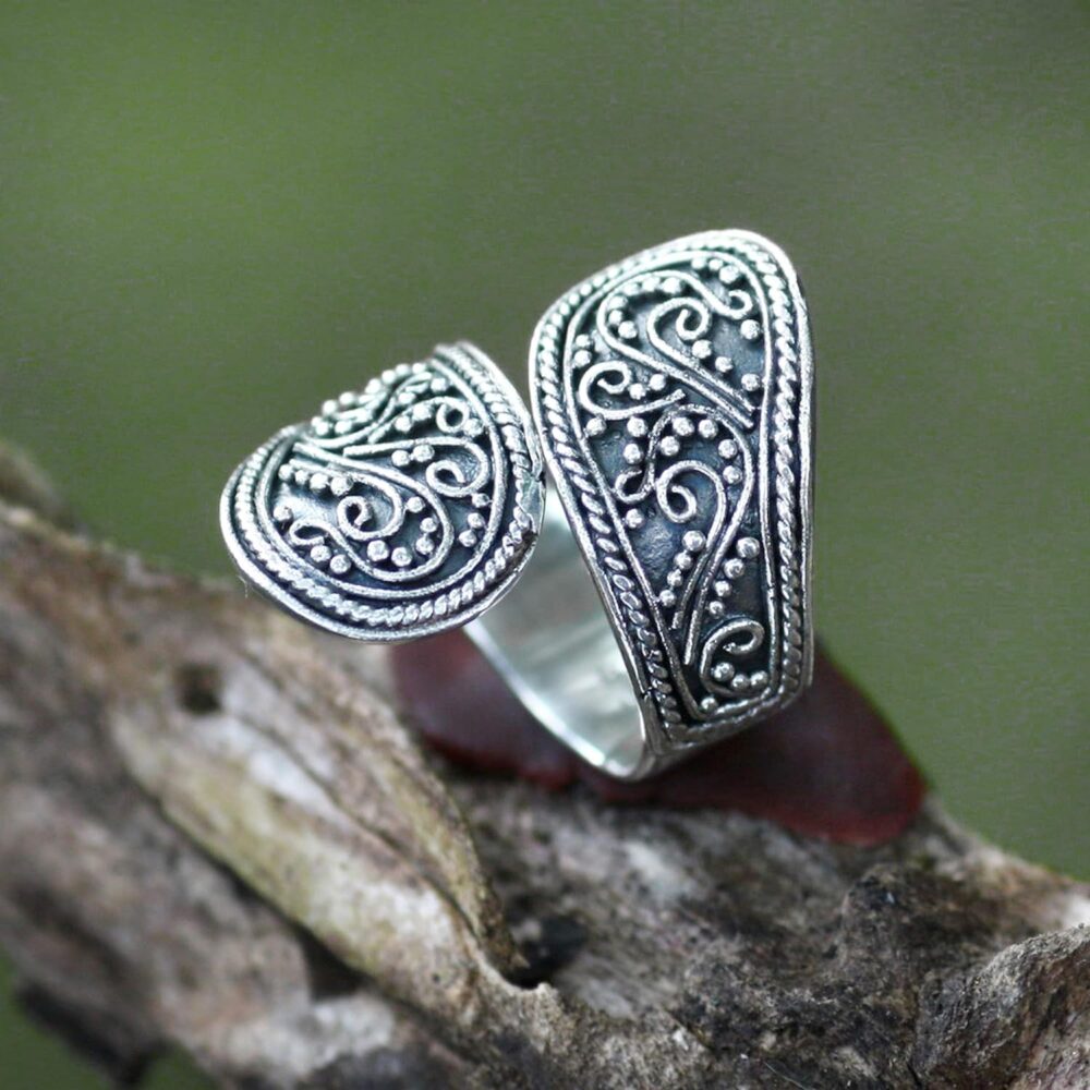 NOVICA Artisan Handmade .925 Sterling Silver Wrap Ring from Indonesia Bohemian Balinese Traditional 'Together' - Image 4