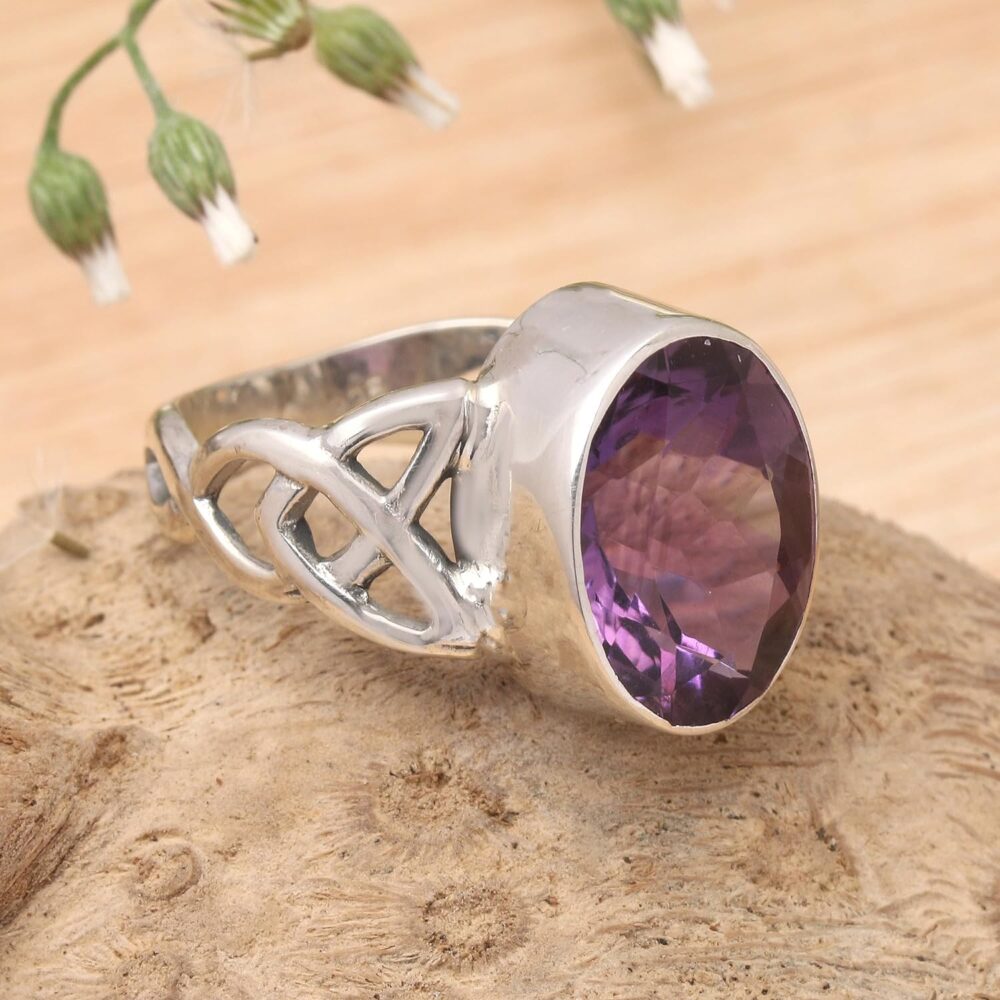 NOVICA Artisan Handmade Amethyst Cocktail Ring .925 Sterling Silver Indonesia Purple Single Stone Gemstone Birthstone 'Lavender Moon' - Image 4