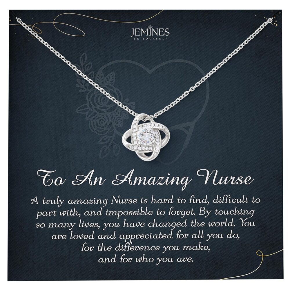 Nurse Appreciation Gifts, Nursing MA Week 14K White Gold Plated Jewelry Necklace with Grateful Message Card