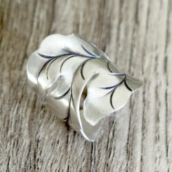 Sterling Silver Handmade Large Nature Boho Leaf Statement Wide Ring Adjustable Wrap to Sizes 6 to 11 also as Thumb Ring - Image 5