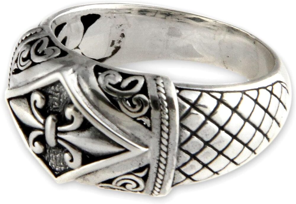 NOVICA Artisan Handmade .925 Sterling Silver Ring Indonesian Domed 'Fleur De Lis'