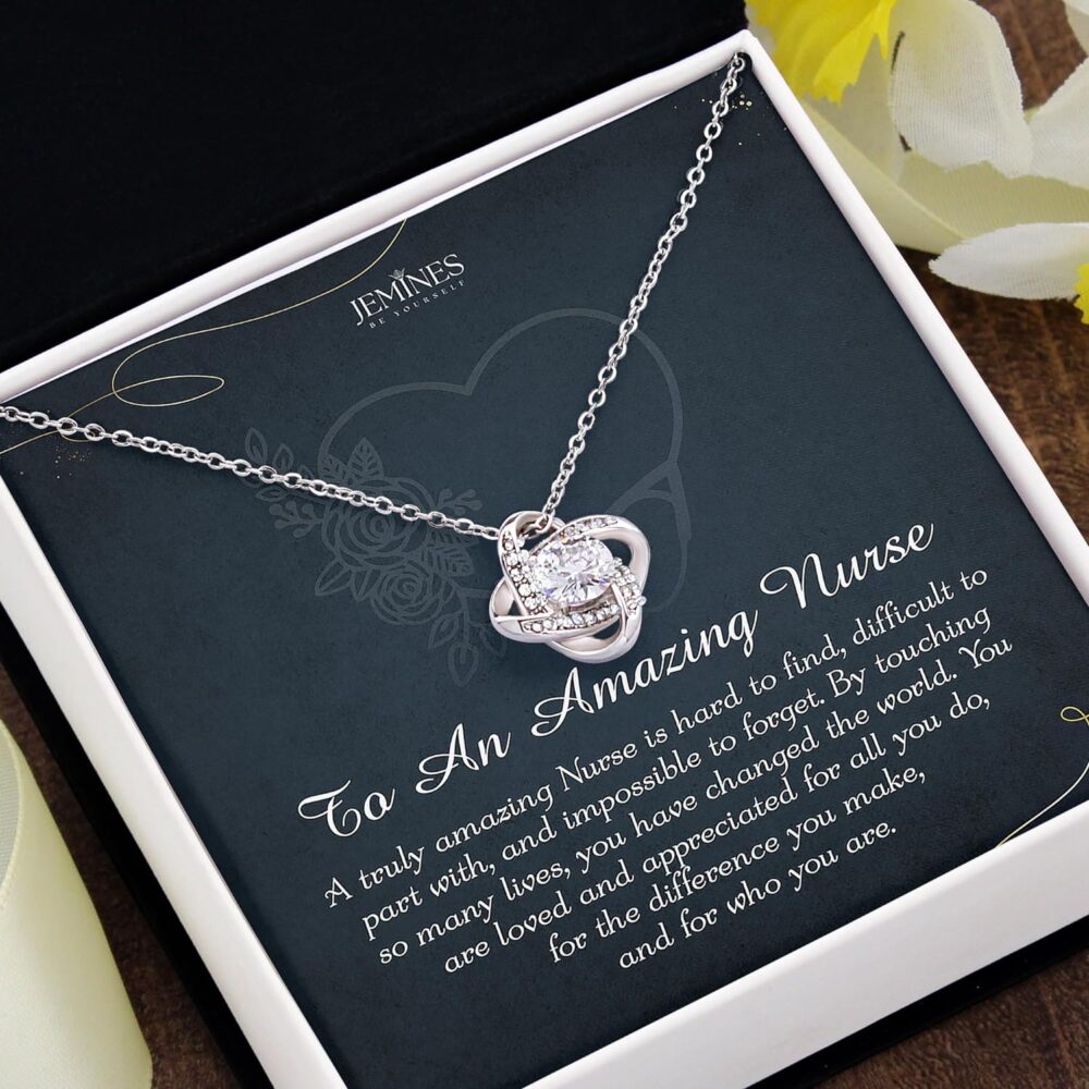 Nurse Appreciation Gifts, Nursing MA Week 14K White Gold Plated Jewelry Necklace with Grateful Message Card - Image 2