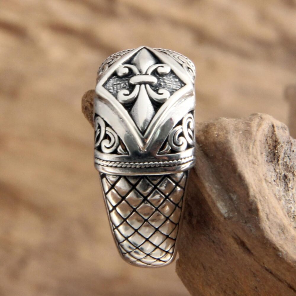 NOVICA Artisan Handmade .925 Sterling Silver Ring Indonesian Domed 'Fleur De Lis' - Image 3