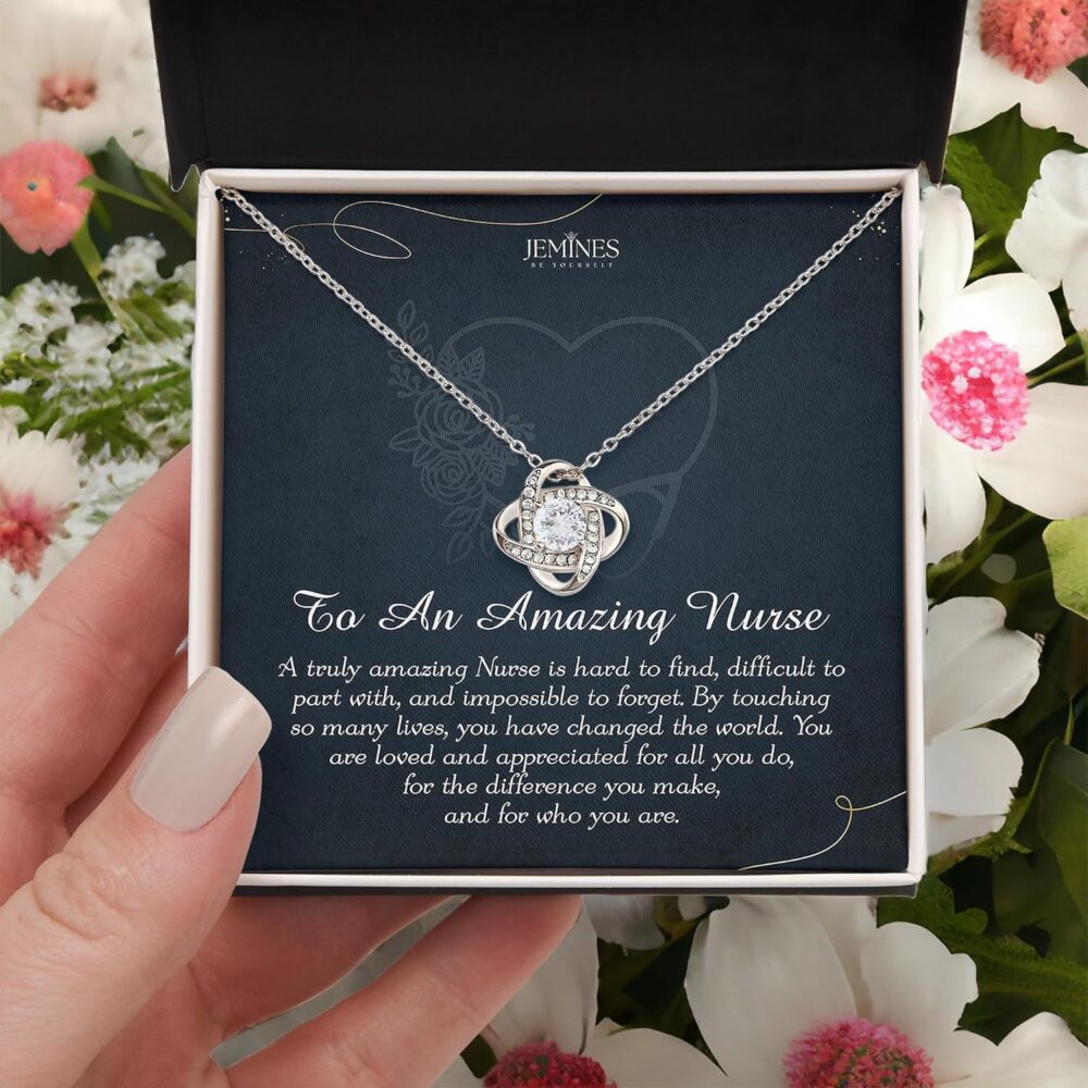 Nurse Appreciation Gifts, Nursing MA Week 14K White Gold Plated Jewelry Necklace with Grateful Message Card - Image 3