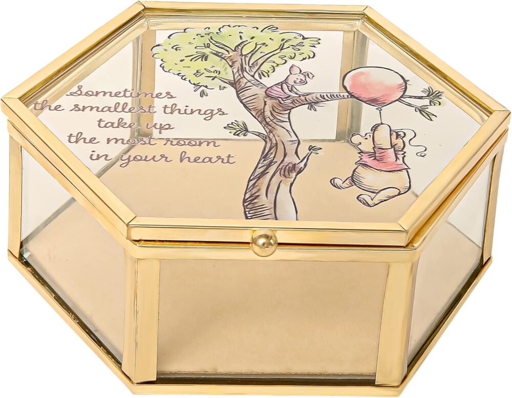 Disney Winnie the Pooh Jewelry Box - Glass Jewelry Case with Pooh and Piglet Design Jewelry Box, Officially Licensed - Image 2