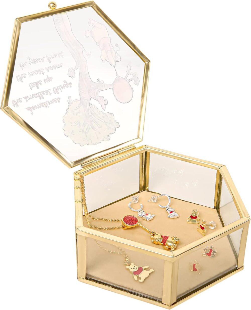 Disney Winnie the Pooh Jewelry Box - Glass Jewelry Case with Pooh and Piglet Design Jewelry Box, Officially Licensed - Image 4