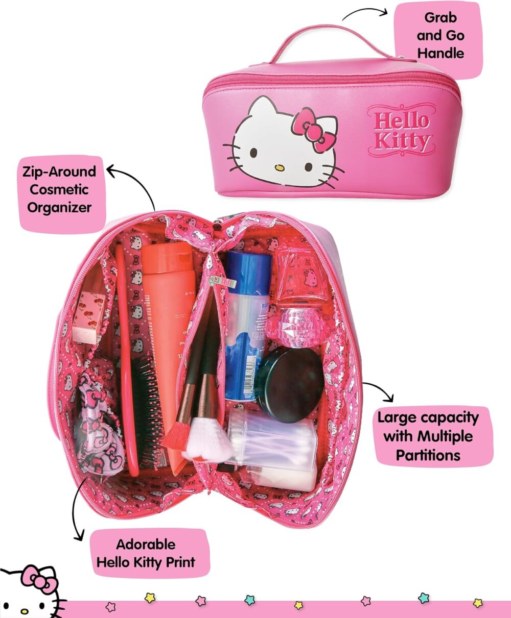 Hello Kitty Travel Makeup Bag Official License, Travel Cosmetic Bag, Sanrio Travel Pink Makeup Bag - Image 2