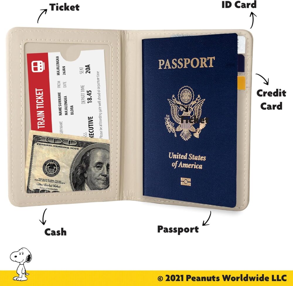 Peanuts Snoopy Passport Cover Official License, Snoopy and Woodstock Passport Holder for Travel, Snoopy Gifts - Image 2