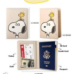 Peanuts Snoopy Passport Cover Official License, Snoopy and Woodstock Passport Holder for Travel, Snoopy Gifts - Image 4