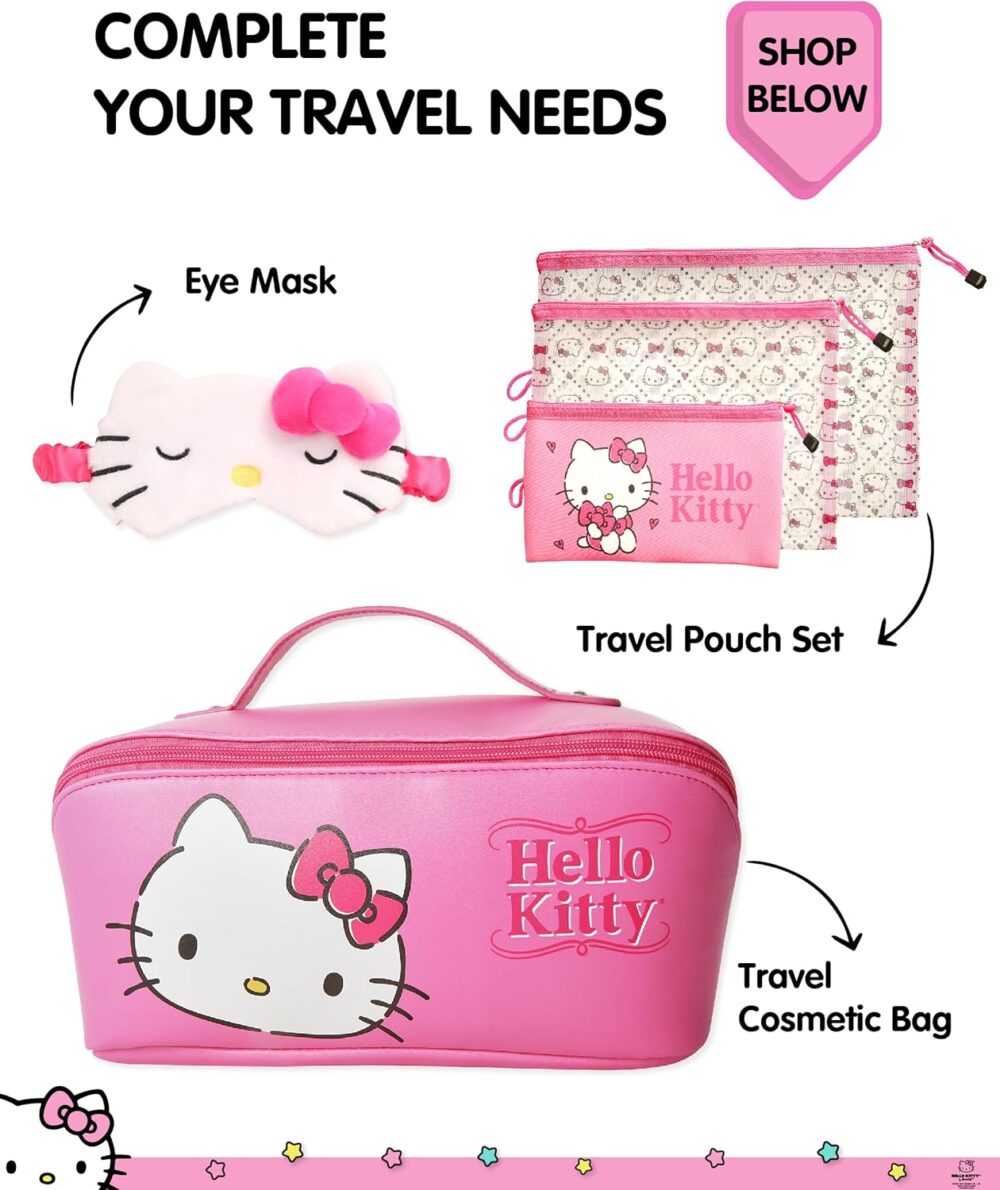 Hello Kitty Travel Toiletry Bag, Hanging Toiletry Bag Pink, Makeup Bag, Sanrio Travel Official License - Image 3