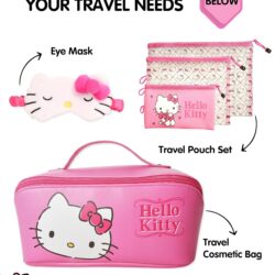 Hello Kitty Travel Toiletry Bag, Hanging Toiletry Bag Pink, Makeup Bag, Sanrio Travel Official License - Image 3