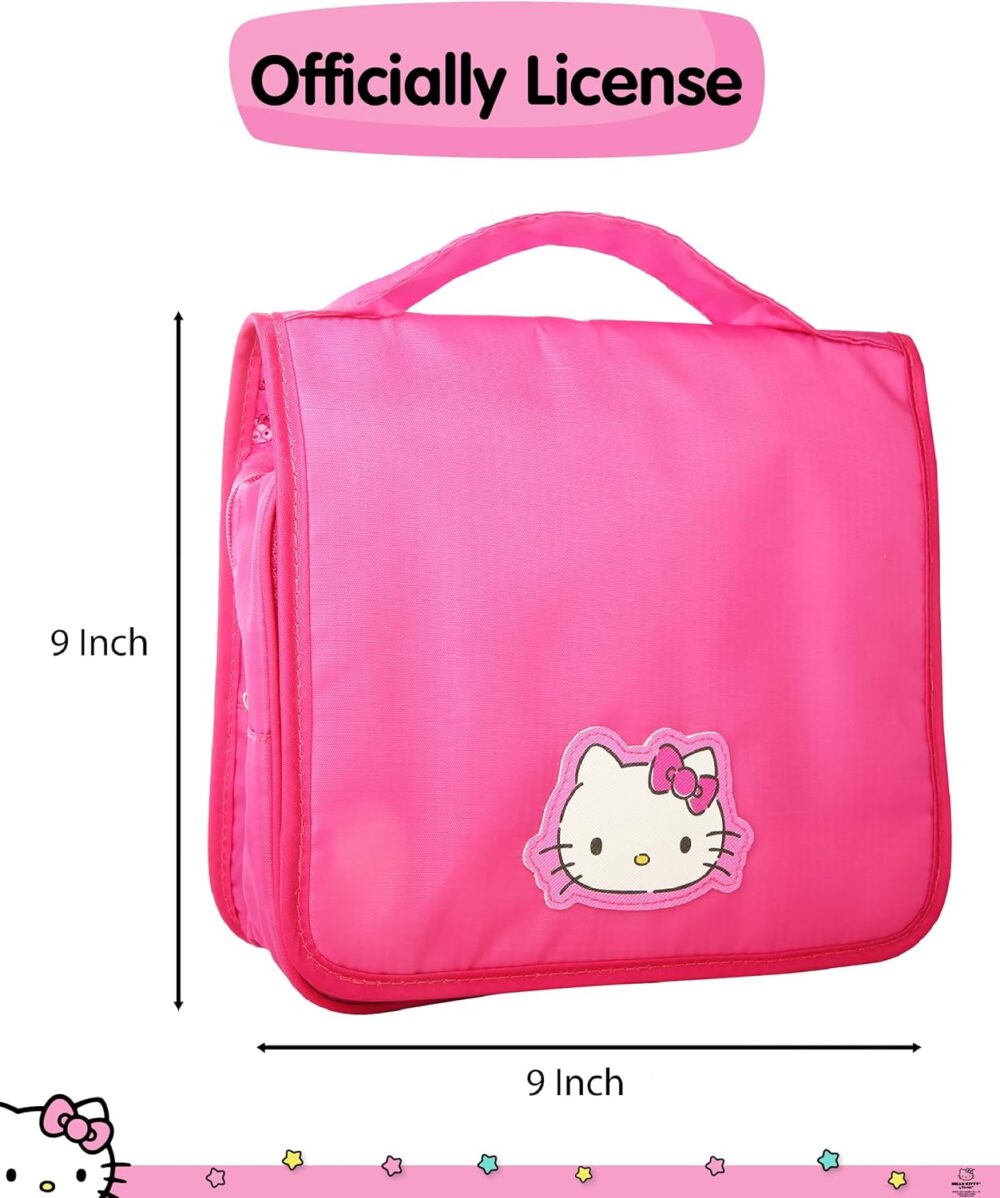 Hello Kitty Travel Toiletry Bag, Hanging Toiletry Bag Pink, Makeup Bag, Sanrio Travel Official License - Image 6