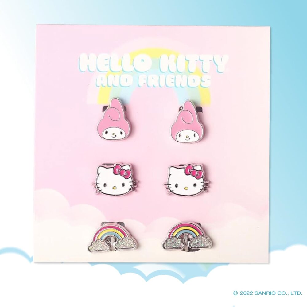 Sanrio Hello Kitty and Friends Earring Collection – 3-Piece Stud and Clip-On Sets, Silver Plated with Enamel, Officially Licensed - Image 4