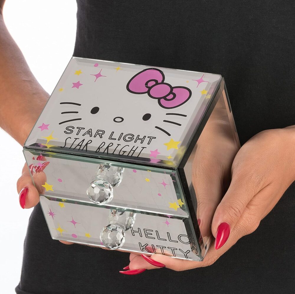 Jacmel Sanrio Hello Kitty Star Bright Mirror Glass Jewelry Box - Officially Licensed Hello Kitty Jewelry Organizer - Image 6