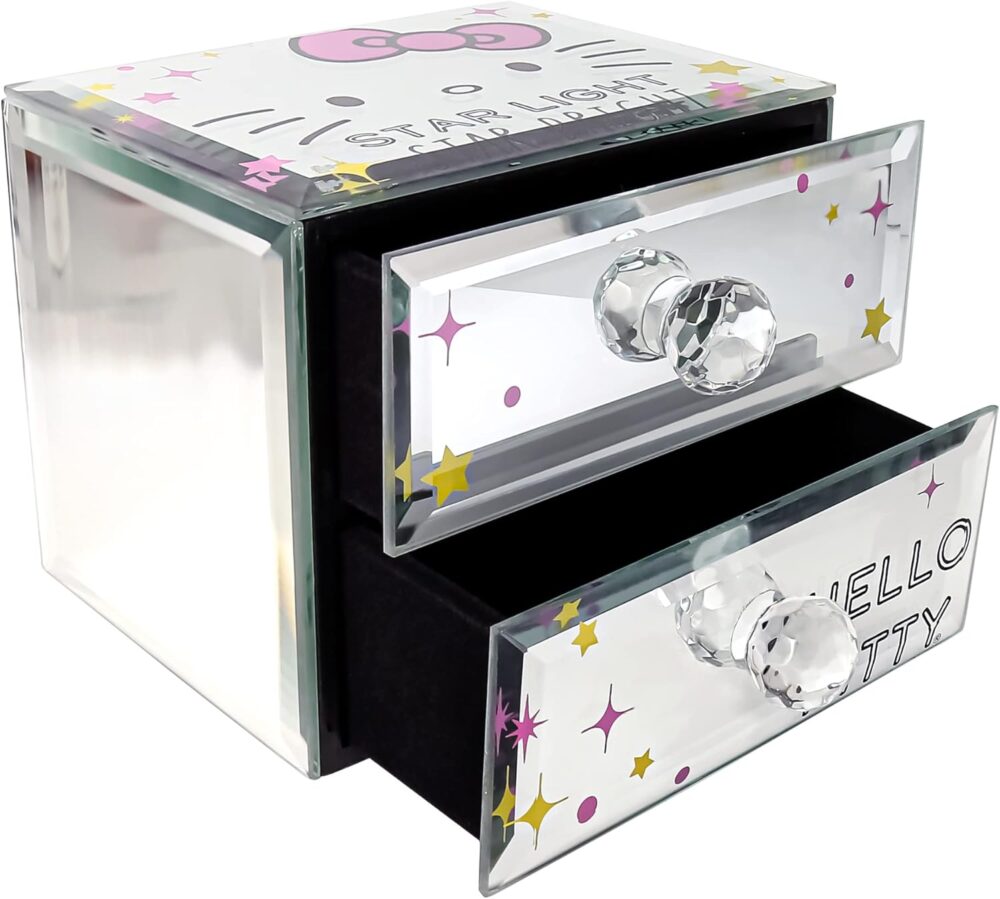 Jacmel Sanrio Hello Kitty Star Bright Mirror Glass Jewelry Box - Officially Licensed Hello Kitty Jewelry Organizer - Image 7