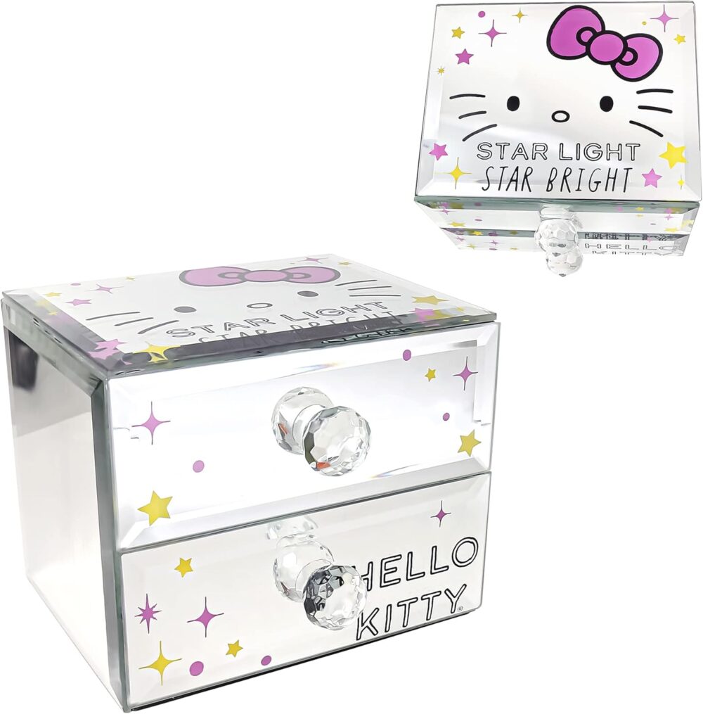 Jacmel Sanrio Hello Kitty Star Bright Mirror Glass Jewelry Box - Officially Licensed Hello Kitty Jewelry Organizer - Image 8