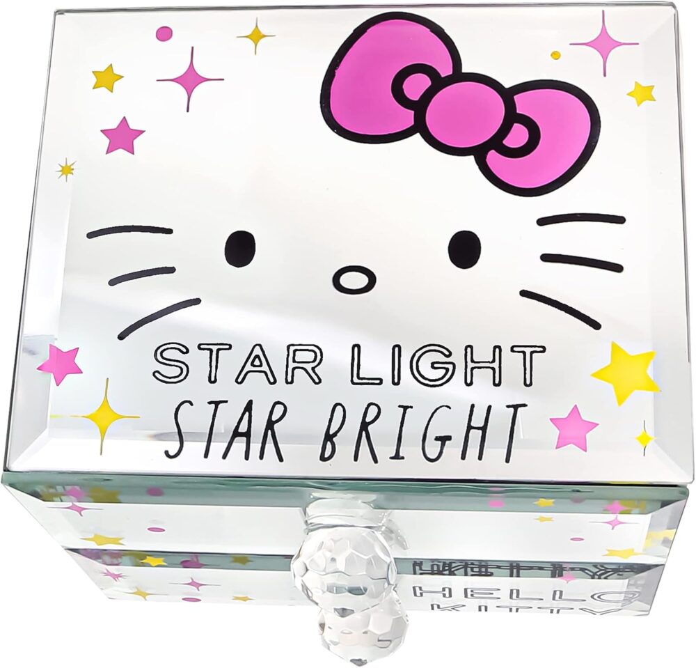 Jacmel Sanrio Hello Kitty Star Bright Mirror Glass Jewelry Box - Officially Licensed Hello Kitty Jewelry Organizer - Image 9