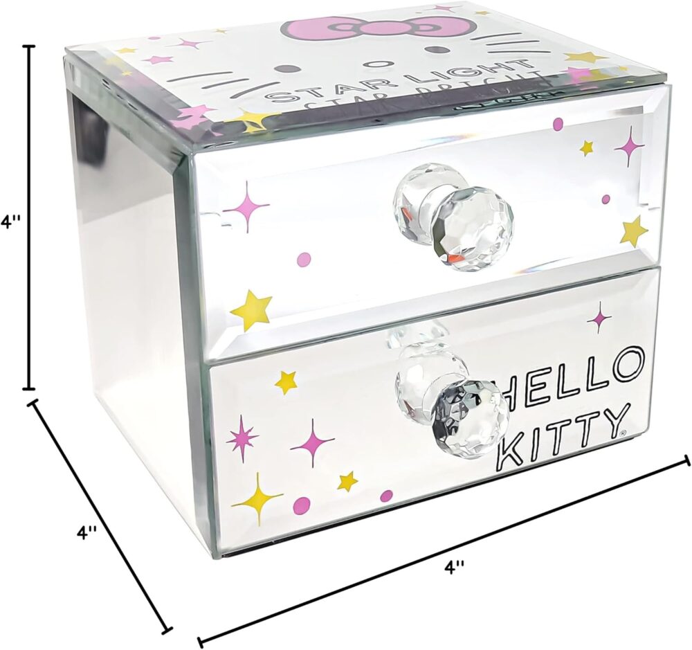 Jacmel Sanrio Hello Kitty Star Bright Mirror Glass Jewelry Box - Officially Licensed Hello Kitty Jewelry Organizer - Image 10