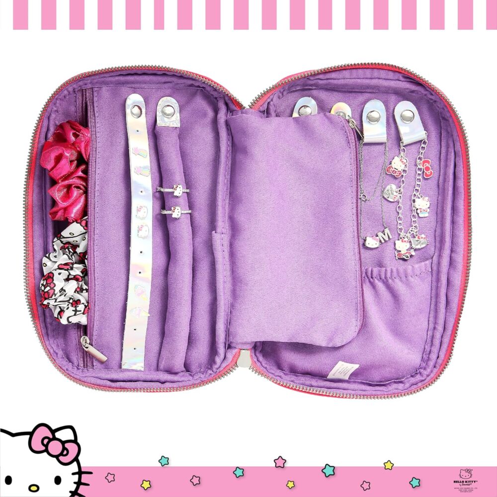 Sanrio Hello Kitty Nylon Jewelry Holder Organizer with Zip Closure - Officially Licensed Hello Kitty Jewelry Travel Organizer - Image 3