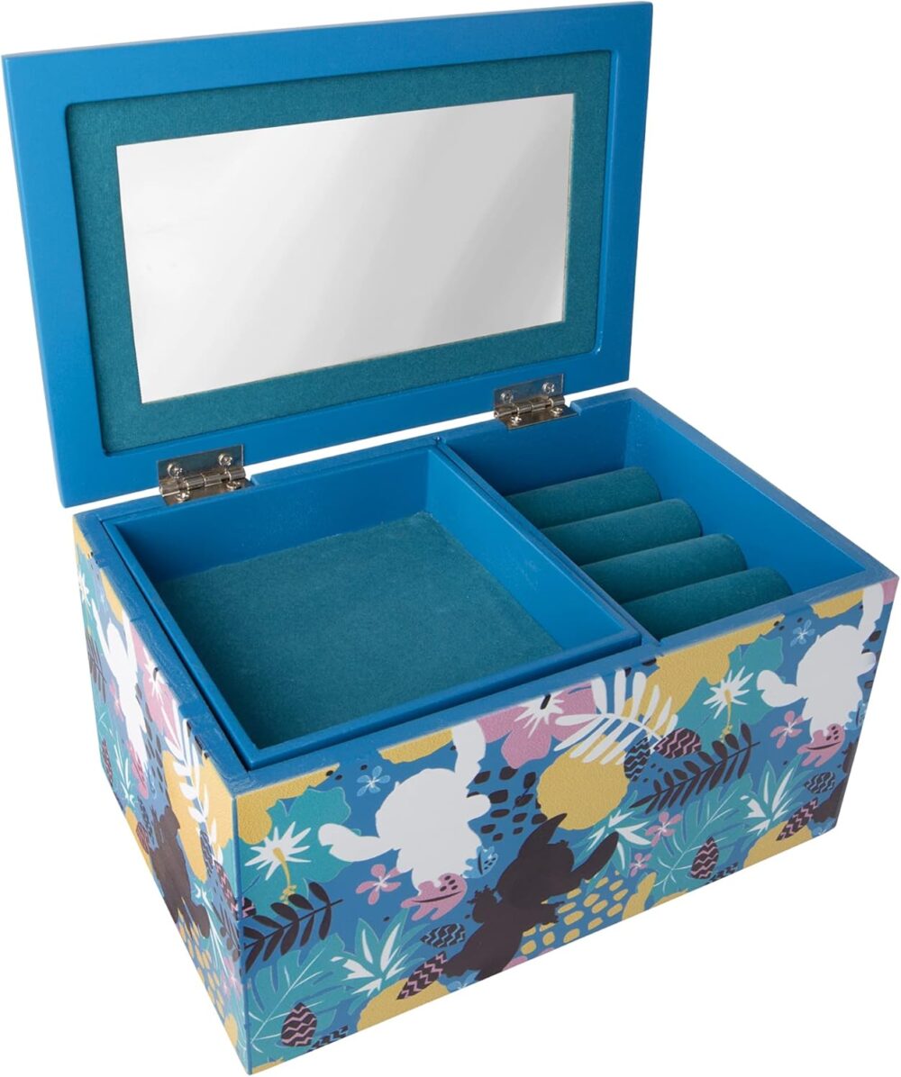 Disney Lilo and Stitch My Happy Place Silk Screen Print Blue Jewelry Box Jewelry Organizer, Officially Licensed - Image 4