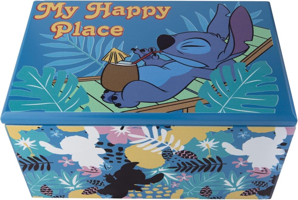 Disney Lilo and Stitch My Happy Place Silk Screen Print Blue Jewelry Box Jewelry Organizer, Officially Licensed - Image 5