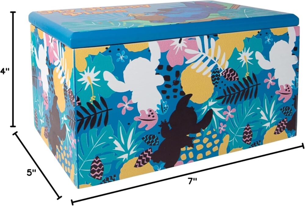 Disney Lilo and Stitch My Happy Place Silk Screen Print Blue Jewelry Box Jewelry Organizer, Officially Licensed - Image 8