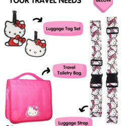 Hello Kitty Passport Holder and Luggage Tag Set Official License, Sanrio Passport Cover and Bag Tag - Image 3