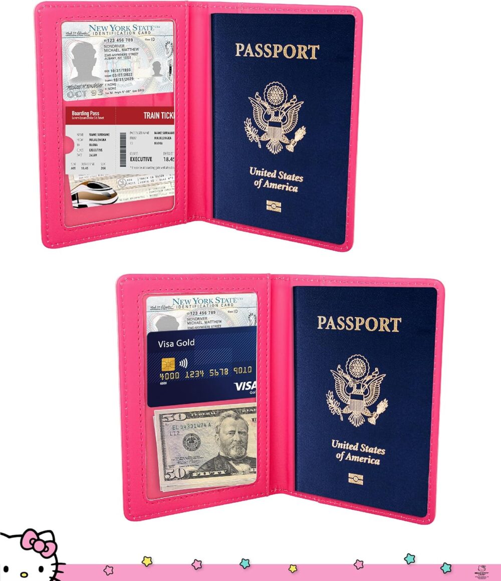 Hello Kitty Passport Holder and Luggage Tag Set Official License, Sanrio Passport Cover and Bag Tag - Image 5