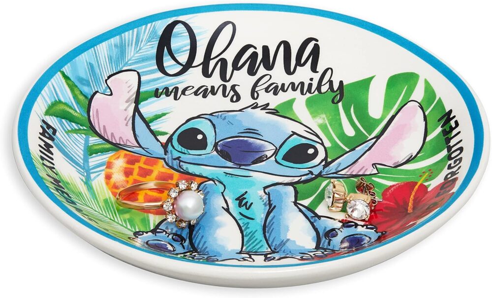 Disney Lilo & Stitch Jewelry Tray - Ceramic Trinket Dish - Ohana Means Family Stitch Ring Dish - Officially Licensed