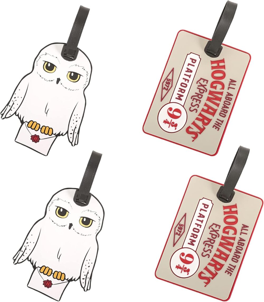 Harry Potter Hedwig The Owl and Hogwarts Express Platform 9-3/4 PVC Luggage Tags, Set of 4