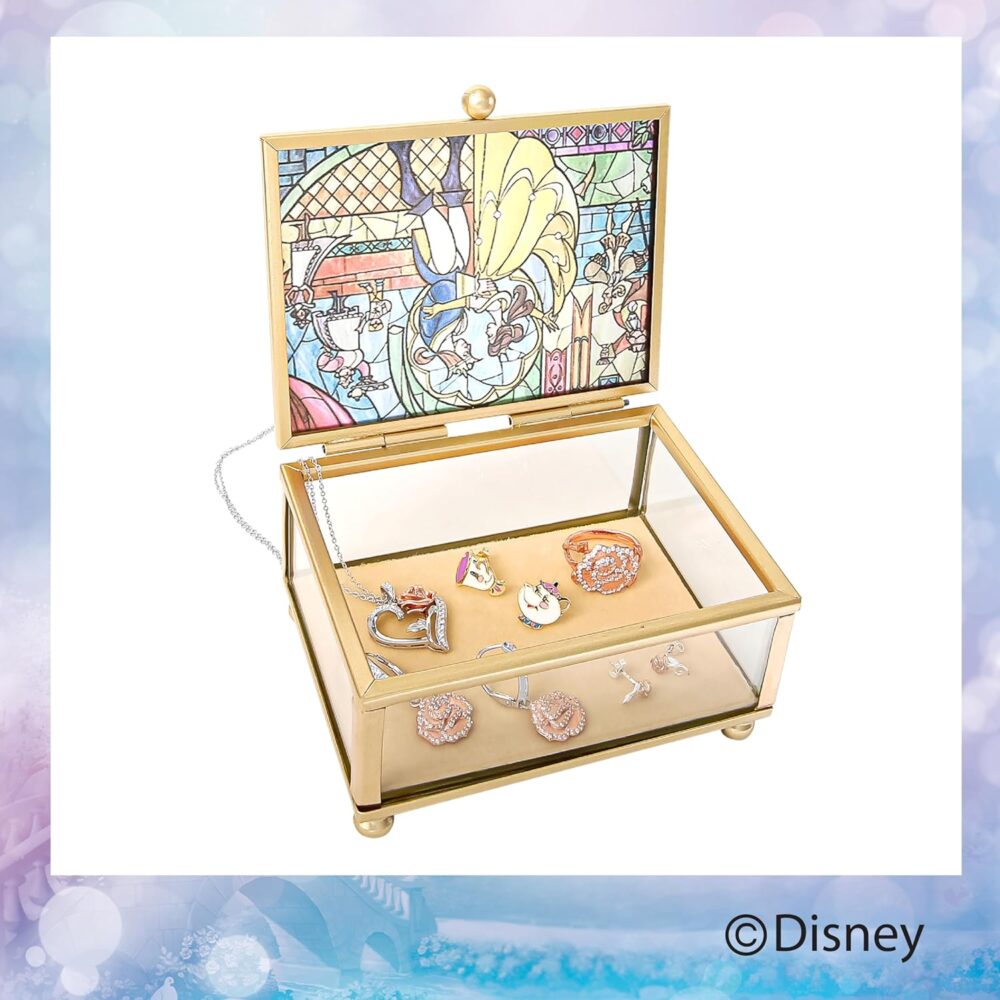 Disney Beauty and the Beast Small Glass Jewelry Box Officially Licensed, Jewelry Case, Gifts - Image 2