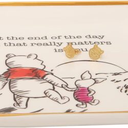 Disney Winnie the Pooh Womens Flash Plated Gold Drop Earrings and Ceramic Jewelry Tray Bundle - Image 3
