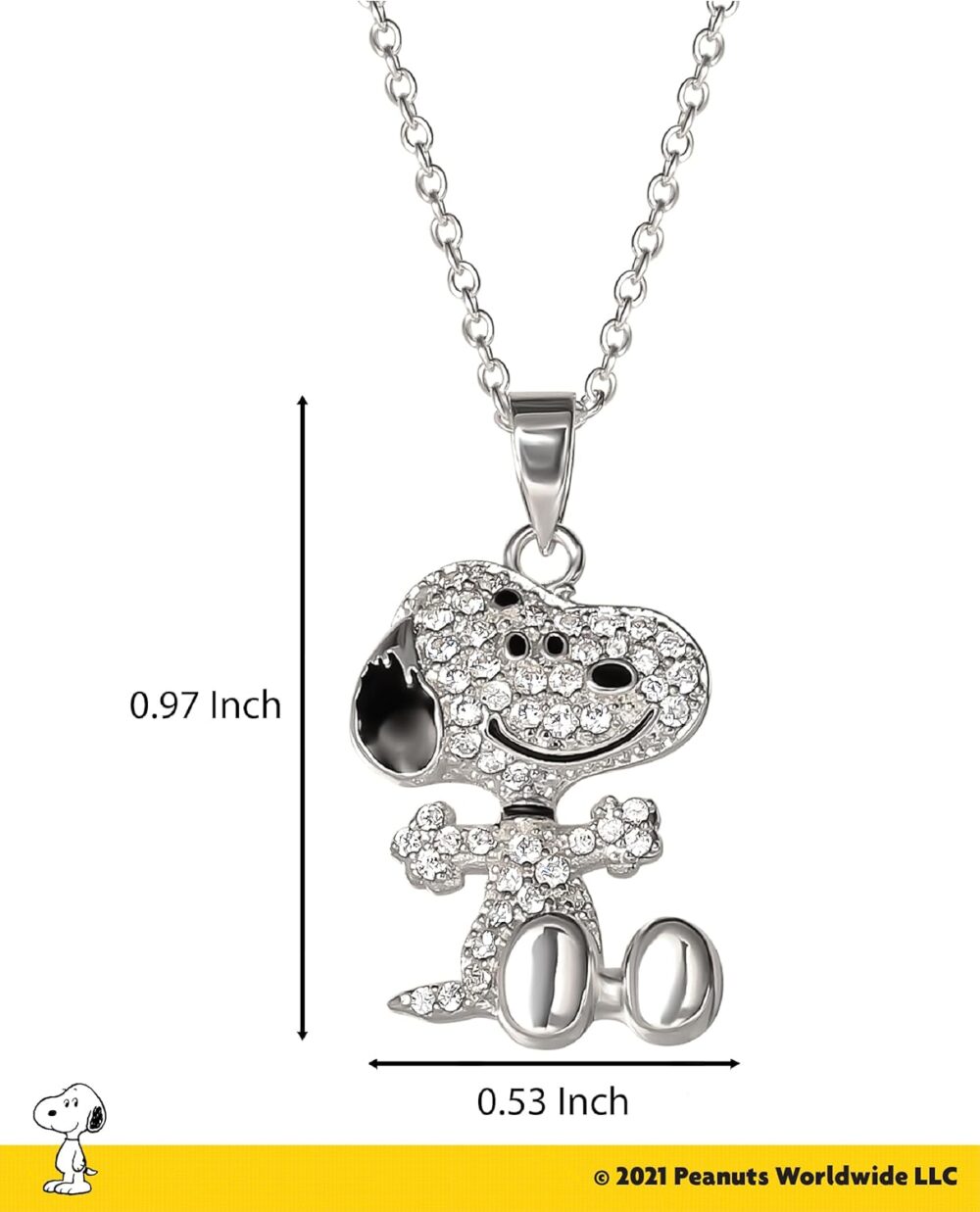 PEANUTS Snoopy Necklace for Women Official License, 18" Silver Flash-Plated Necklace with 3D Pave Snoopy Pendant, Snoopy Gift - Image 4