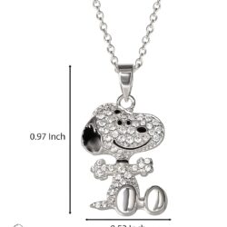 PEANUTS Snoopy Necklace for Women Official License, 18" Silver Flash-Plated Necklace with 3D Pave Snoopy Pendant, Snoopy Gift - Image 4