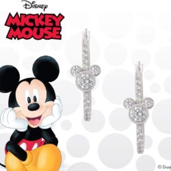 Disney Minnie Mouse or Mickey Mouse Hoop Earrings for Women Official License, Gold or Silver-Plated Cubic Zirconia Hoops - Image 4