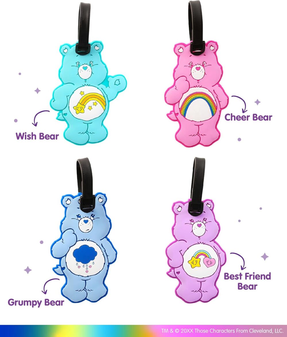 Care Bears Luggage Tag 4 Pack Official License, Travel Tags Featuring Grumpy Bear, Wish Bear, Cheer Bear and Best Friend Bear - Image 2