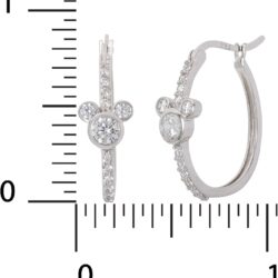 Disney Minnie Mouse or Mickey Mouse Hoop Earrings for Women Official License, Gold or Silver-Plated Cubic Zirconia Hoops - Image 5