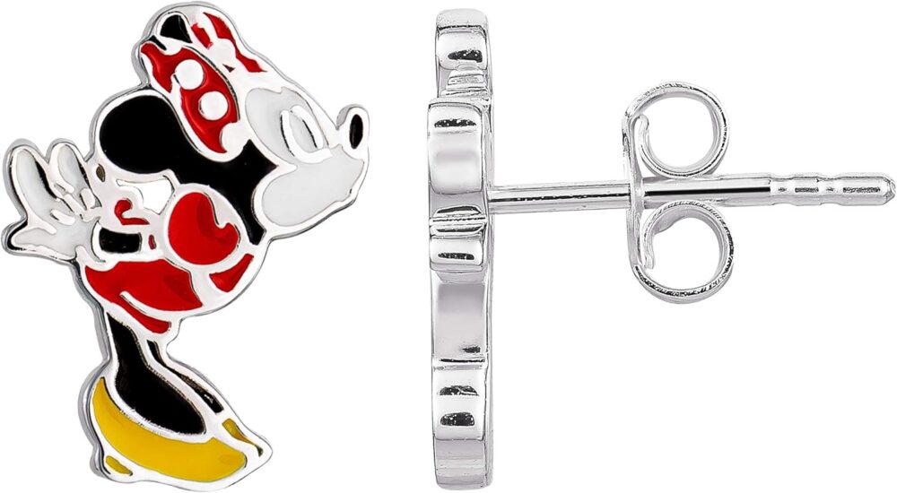 Disney Mickey and Minnie Mouse Kiss Mismatched Stud Earrings, Sterling Silver - Image 4