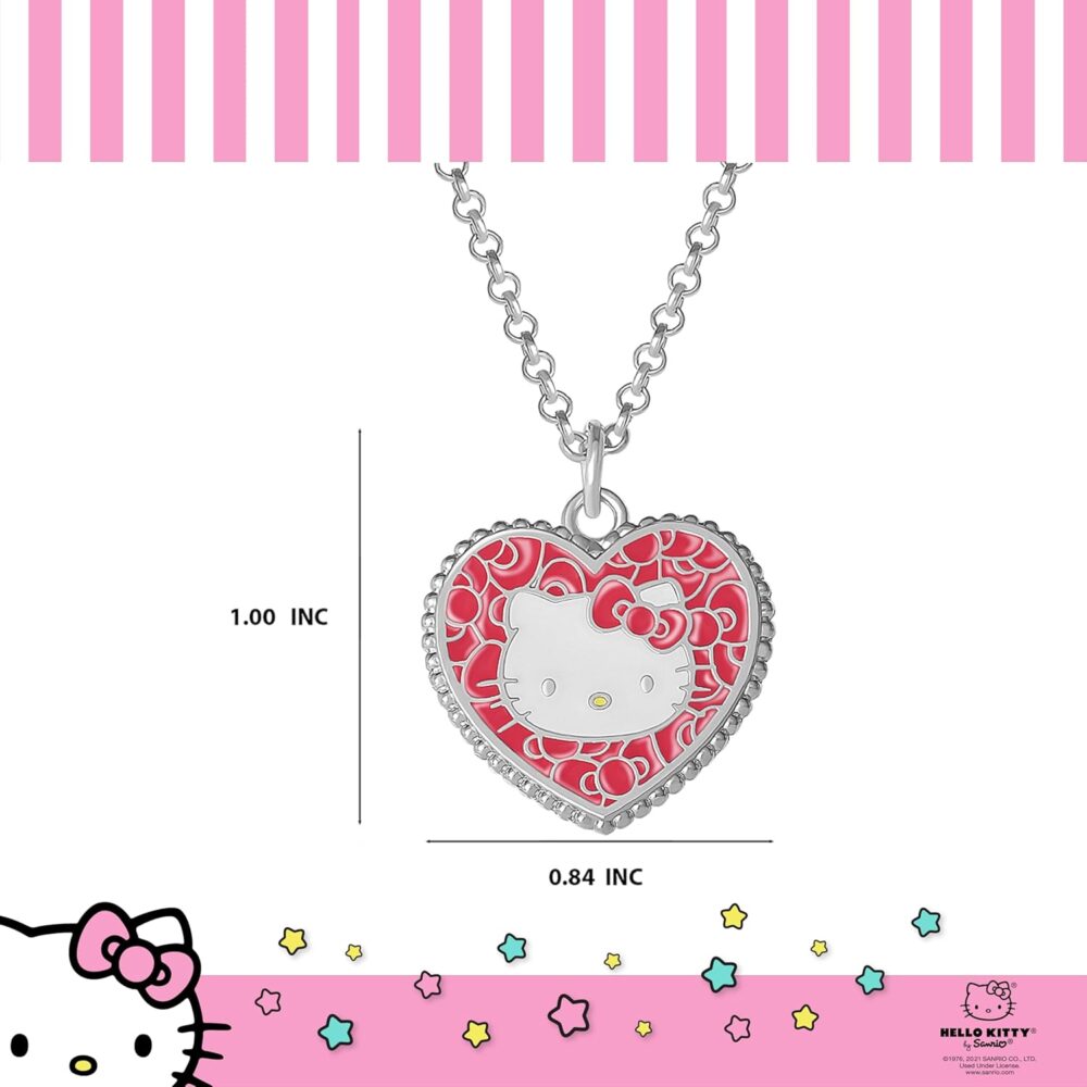 Hello Kitty Sanrio Fashion Jewelry Set Official License - 16" + 3" Pendant Necklace Bow Earrings - Image 6