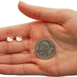SALLY ROSE Sanrio Hello Kitty Womens 10k Gold Stud Earrings - Gold Hello Kitty Earrings with Enamel Plating Officially Licensed - Image 4